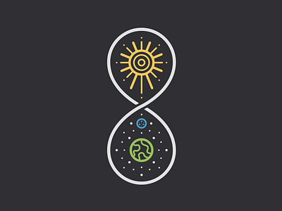 E C L I P S E earth eclipse hourglass icon illustration infinity line art moon space sun