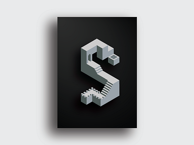 letter S alphabet architecture gate illustration isometric isometry letter poster s stairs typography