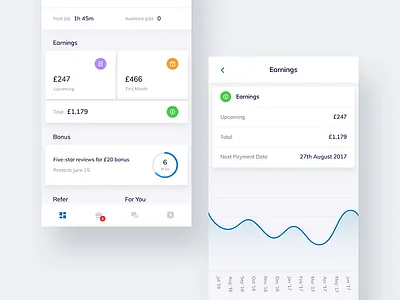 Dashboard app clean dashboard earnings flat ios iphone light mobile tracking ui ux