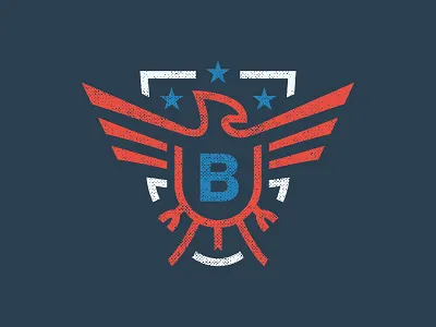 Mighty Mighty Eagle b badge eagle icon logo red white blue use wings