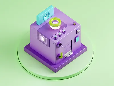 Color Machine - Bubble Gum 3d bubble gum buttons candy color colors console gum hardware illustration isometric light machine materials playing retro shine software