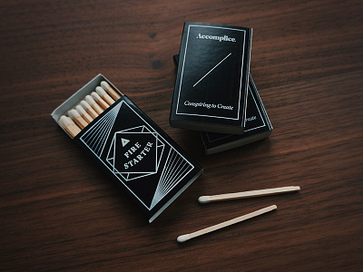 Accomplice Matches accomplice black and white fire geometric line lit matchbox matches packaging