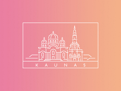 Kaunas City - Line Illustration Rebound architecture design gradient illustration kaunas line lithuania vector