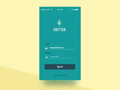 Log In critter dailyui green login