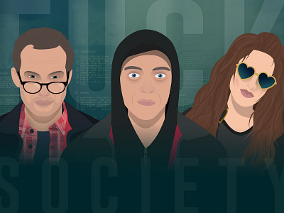 Mr Robot - Fuck Society. flat fuck society hacker illustration illustrator mr robot poster tv show