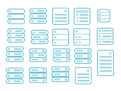 Servers and Databases base data database icon iconography icons illustration process server servers