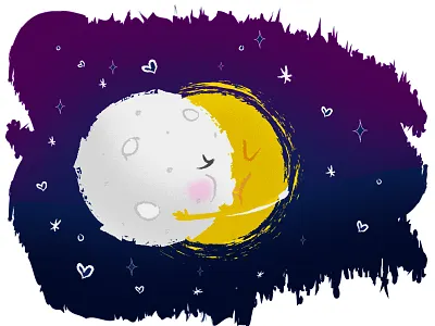 Reunited and it Feels So Good eclipse illo illustration moon sun