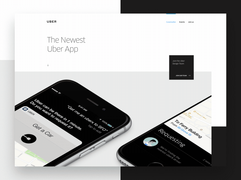 Uber Case Study case study design hero layout parallax type uber ui web