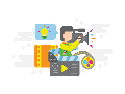 Creative video illustration camera cameraman creative film movie play roll video