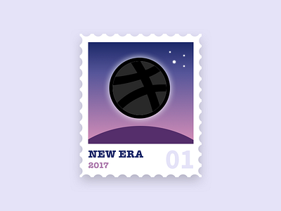 Hey Dribbble! illustration stamp