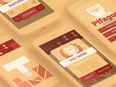 Pifagor animation app design game interaction ios principle puzzle screen tangram ui ux