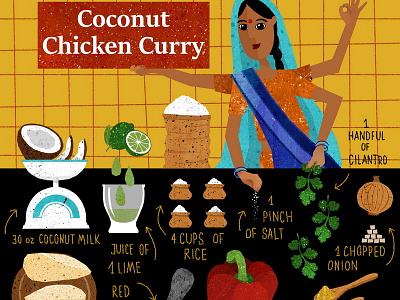 Coconut Chicken Curry chicken coconut cooking cuisine curry delicious food illustration indian spicy