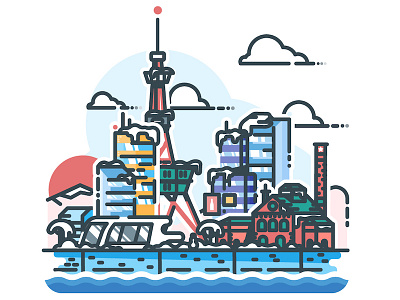 Sapporo! city cityscape illustration illustrator japan metropolis minimalist sapporo skyline sticker urban vector