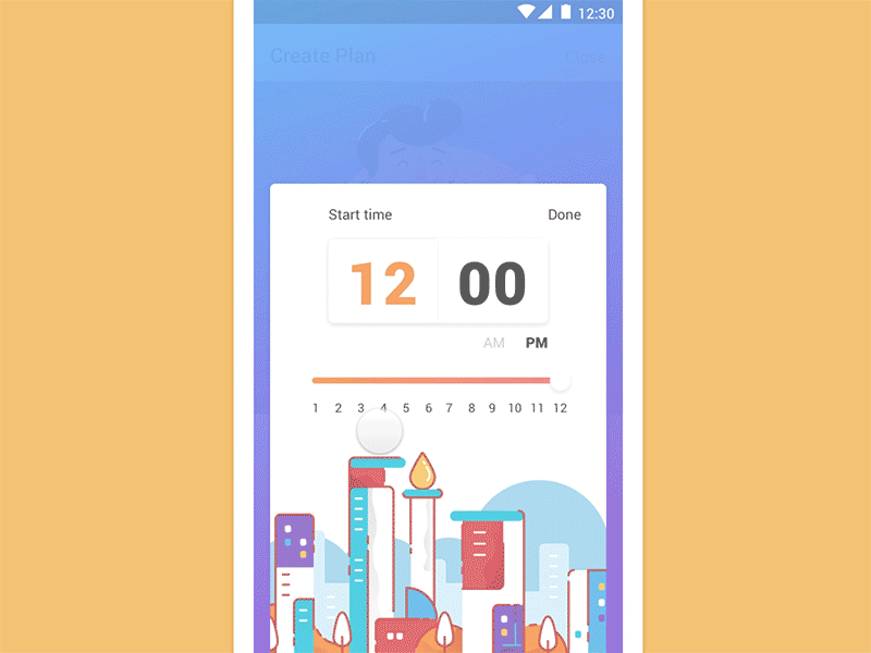 Time Setting Interaction animation design app digital illustration interaction mobile mobile app motion time ui ux