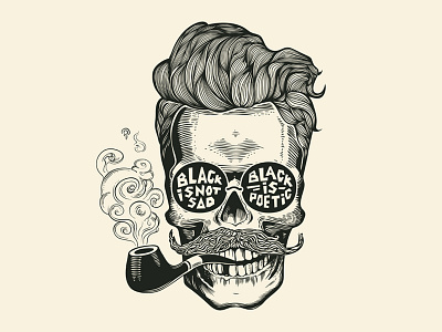 Black Is Not Sad Blakck Is Poetic black graphic hipster illustration sign skull tattoo vector