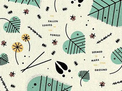 Illustration WIP ants dandelions design forest graphic ground illustration ladybugs leaves nature type woods
