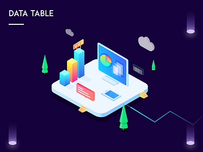 Data Table 2.5d 3d data illustration isometric ui web