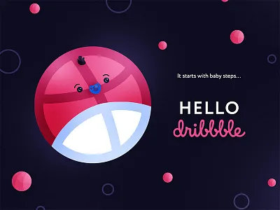 Hello Dribbble art baby child cute debut dribbble first shot hello hello dribbble illustration infant pink