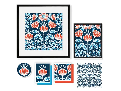 Floral symmetry bloom cards cut out flowers frame garden pattern silhoutte spring summer wall art