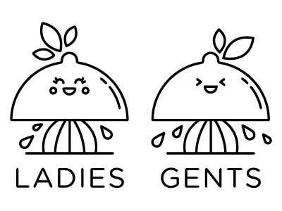 Lemonly Bathroom Signs bathroom cute funny illustration juice lemon lemonade men restroom sign toilet women