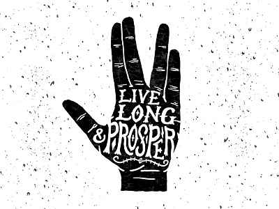 Vulcan Salute black and white design graphic design hand lettering illustration ipad pro lettering live long and prosper procreate spock star trek vulcan