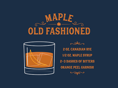 Maple Old Fashioned alcohol bourbon canadian cocktail drink illustration maple maple syrup rye whiskey whisky