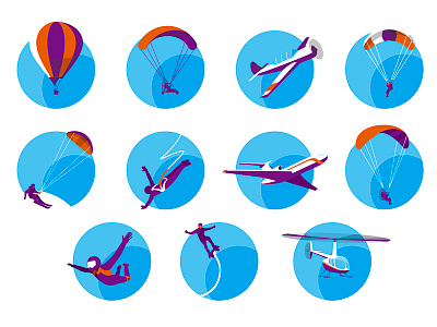 SKYFLY ballon blue illustration plane sky vector