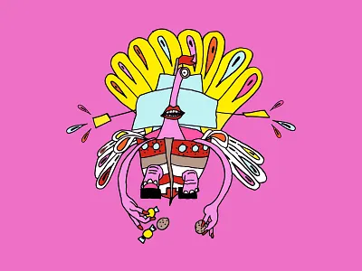 Alien turtle bike illustration