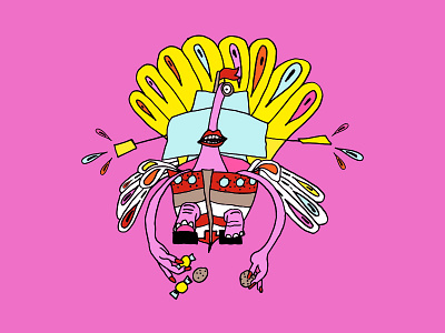 Alien turtle bike illustration