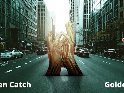 Golden Catch art direction creative hand digital manipulation golden gloves hands photoshop