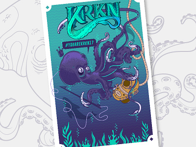 KRKN 17 // Gigposter art illustration illustrator kraken music ocean photoshop vector