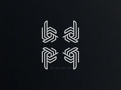 b + p + d + q b letters logo lines monogram p q