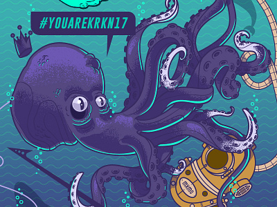 KRKN 17 // Gigposter art illustration illustrator kraken music ocean photoshop vector