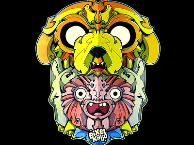 Adventure time Pixelkaiju style adventure time cartoon network characters finn illustration jake vector