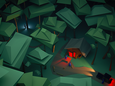 Get out! Run! 3d art blender flat green low poly lowpoly