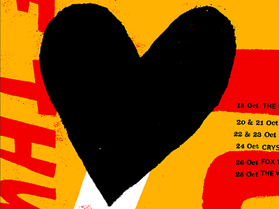 Black Heart black red yellow gig poster hand lettering heart lettering