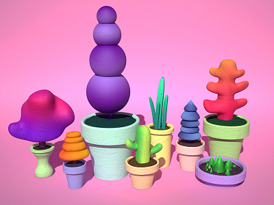 Rainbow Garden 3d bright c4d cactus cinema 4d colorful garden plants trees