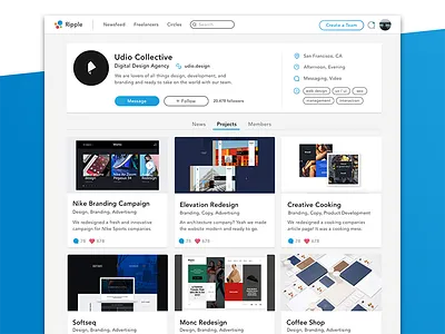 Ripple - Team Page freelancers freelancing launch launch page product design ripple startup tech web design website