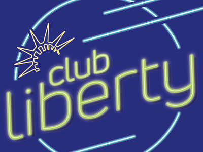 Club Liberty club logo event branding neon