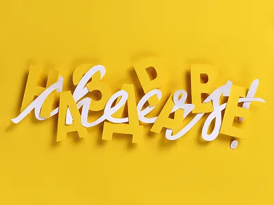 Cheers! cheers cyrllic fourplus illustration lettering papercraft postcard