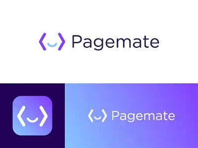 Logo proposal for Pagemate | Web hosting and maintenance company coding app cloud development digital technology gradient emotion emoticon emoji friendly smile happy host webhosting friend page mate pagemate pages website minimalistic positive creative human trustworthy trust pixels
