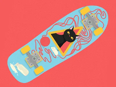 Kitten time 80ies cat fan art kitten skateboard skateboarding