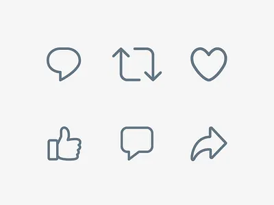 Twitter and Facebook icons comment facebook iconography icons like line reply retweet share streamline stroke twitter