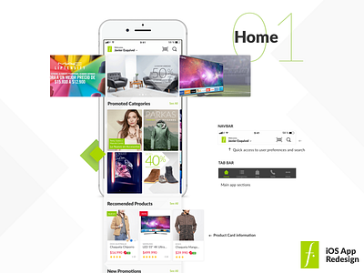 Home Section android app falabella feed home ios ios 11 iphone redesign slider ux