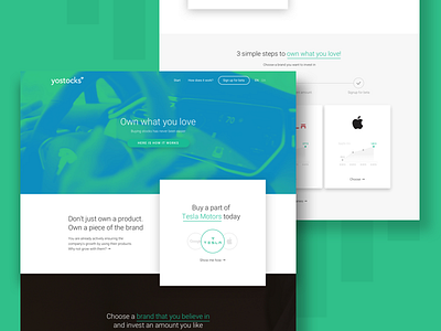 Stocks trading app - landing page 💸 blue green landing minimal page stocks trading yostocks