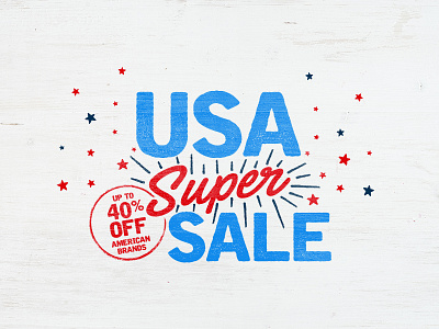 Super Sale Lockup america labor day lockup sale stars sunburst super texture typography usa wood