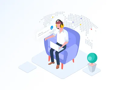 Cloud Customer call support illustration call center cloud customer design exotel illustration support