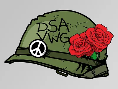Peace and Roses dsa helmet illustration military peace roses tshirt veterans