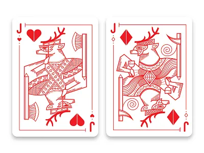 Holiday Reindeer Cards christmas holiday illustration line art playing cards poker reindeer