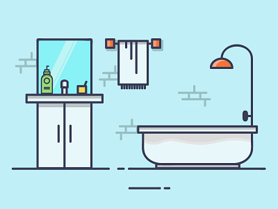 Bathroom Illustration bathroom illustration behance dribbble flat colour flat design graphic design illustration interior designing line art line art illustration